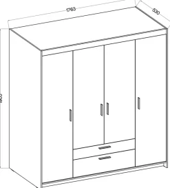 Zestawy Mebli Do Przedpokoju|Szafy Modułowe></noscript>Lempert Szafa modułowa 176 cm do przedpokoju z szufladami KUBA dąb lefkas