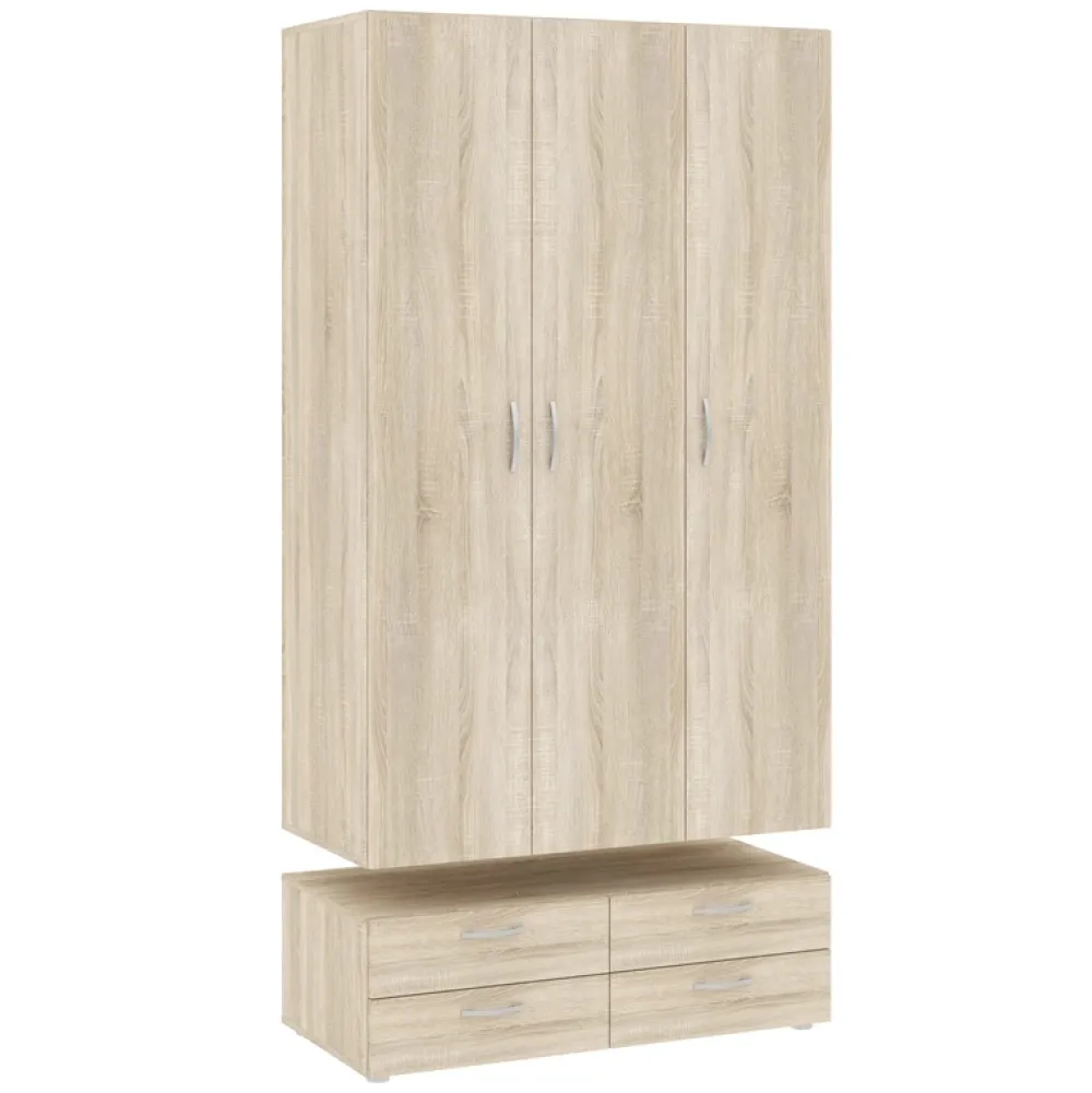 Szafy Modułowe|Szafy Trzydrzwiowe>INTER MEBLE Szafa modułowa 110 cm do sypialni trzydrzwiowa z drążkiem BARENA dąb sonoma