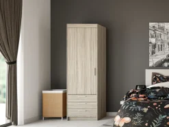 Zestawy Mebli Do Przedpokoju|Szafy Modułowe></noscript>Lempert Szafa modułowa jednodrzwiowa z półkami i szufladami 60 cm KUBA dąb sonoma