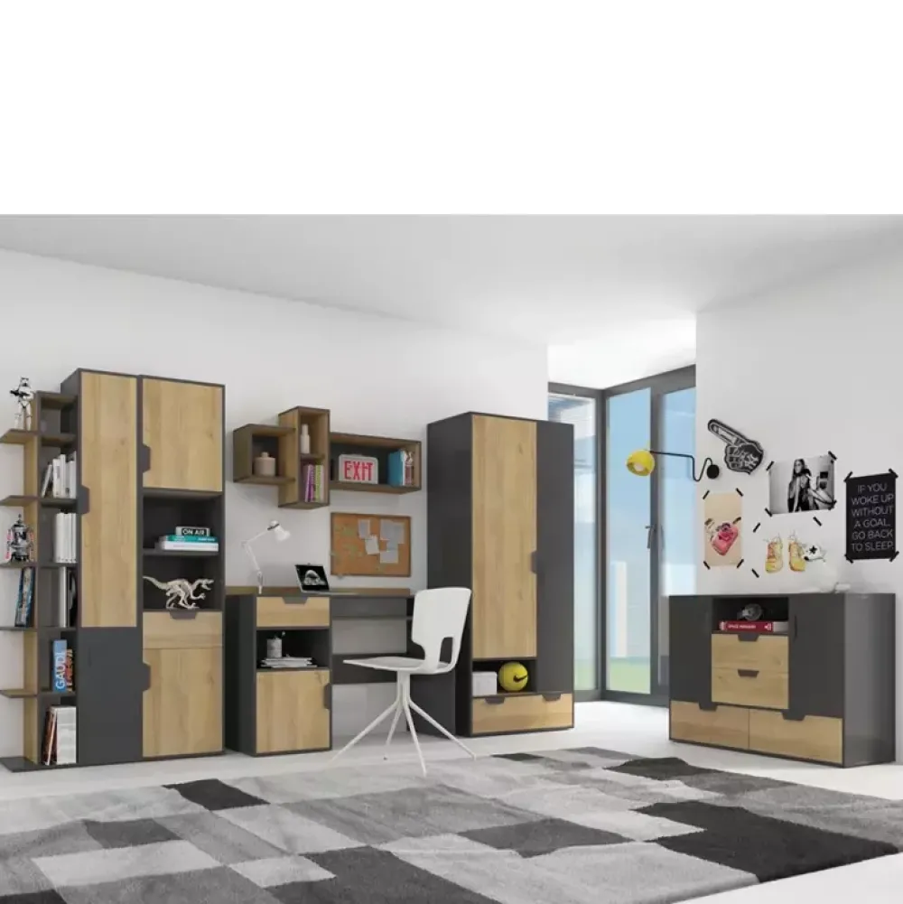 Zestawy Mebli Młodzieżowych|Szafy Dwudrzwiowe>MEBLAR Szafa młodzieżowa z szufladą NELSE