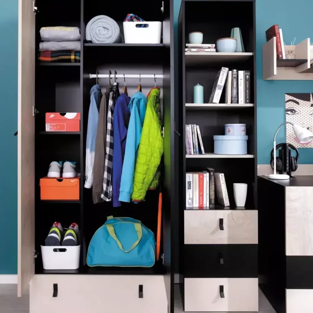 Zestawy Mebli Młodzieżowych|Szafy Dwudrzwiowe>MEBLAR Szafa młodzieżowa z szufladą PRESSCOT