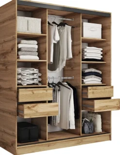 Zestawy Mebli Do Przedpokoju|Szafy Trzydrzwiowe>BROMARKT Szafa na ubrania 150 cm LOFT dąb wotan