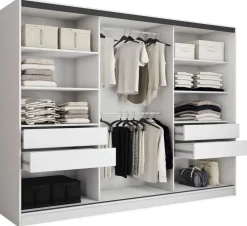 Zestawy Mebli Do Przedpokoju|Szafy Trzydrzwiowe>BROMARKT Szafa na wysoki połysk 250 cm LOFT biały połysk