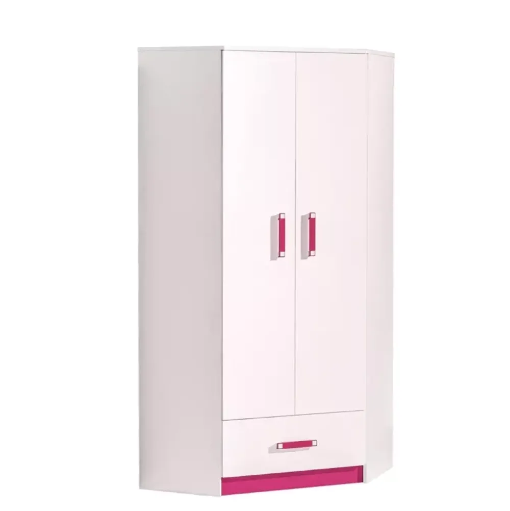 Meble Dla Dzieci|Zestawy Mebli Młodzieżowych>DOMEL Szafa narożna biała szuflada półki TRAFIKO