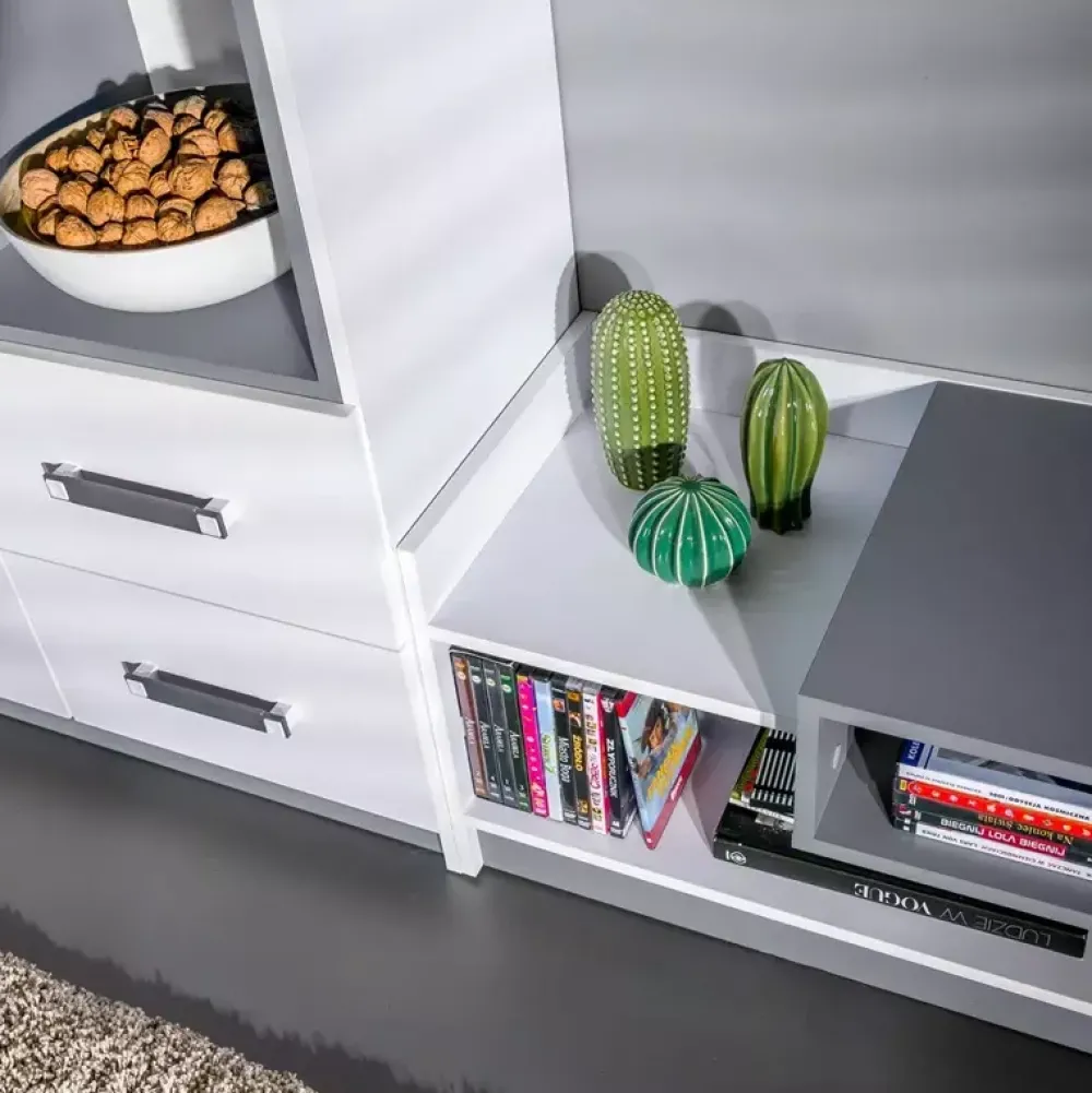 Meble Dla Dzieci|Zestawy Mebli Młodzieżowych>DOMEL Szafa narożna biała szuflada półki TRAFIKO