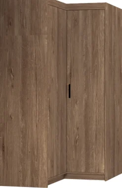 Zestawy Mebli Do Przedpokoju|Szafy Modułowe>Lempert Szafa narożna modułowa dwudrzwiowa z półkami i drążkiem 98x98 cm KUBA dąb lefkas