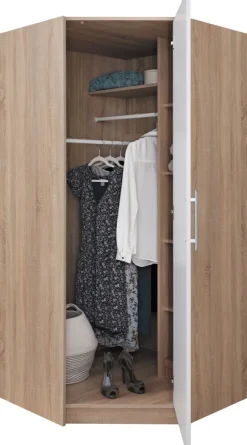 Meble Dla Dzieci|Meble Młodzieżowe>MEBLAR Szafa narożna z drążkami na wieszaki 95 cm SEVAS dąb artisan