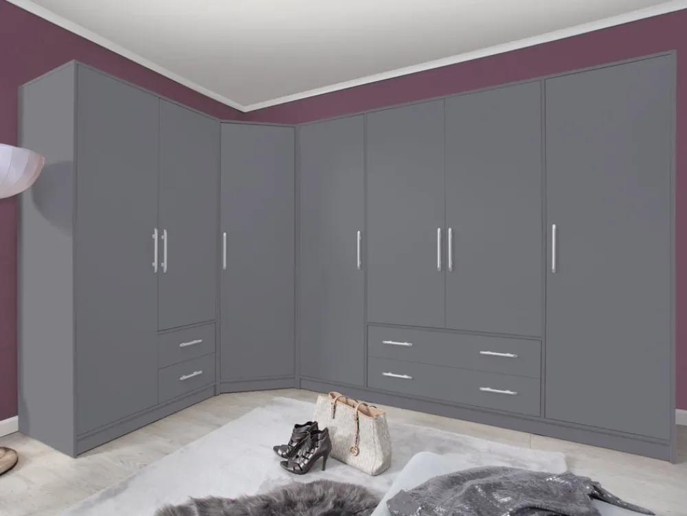 Meble Dla Dzieci|Meble Młodzieżowe>MEBLAR Szafa narożna z drążkami na wieszaki 95 cm SEVAS półki antracyt