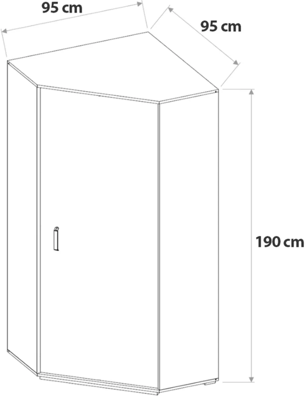 Meble Dla Dzieci|Meble Młodzieżowe>MEBLAR Szafa narożna z drążkami na wieszaki 95 cm SEVAS półki antracyt
