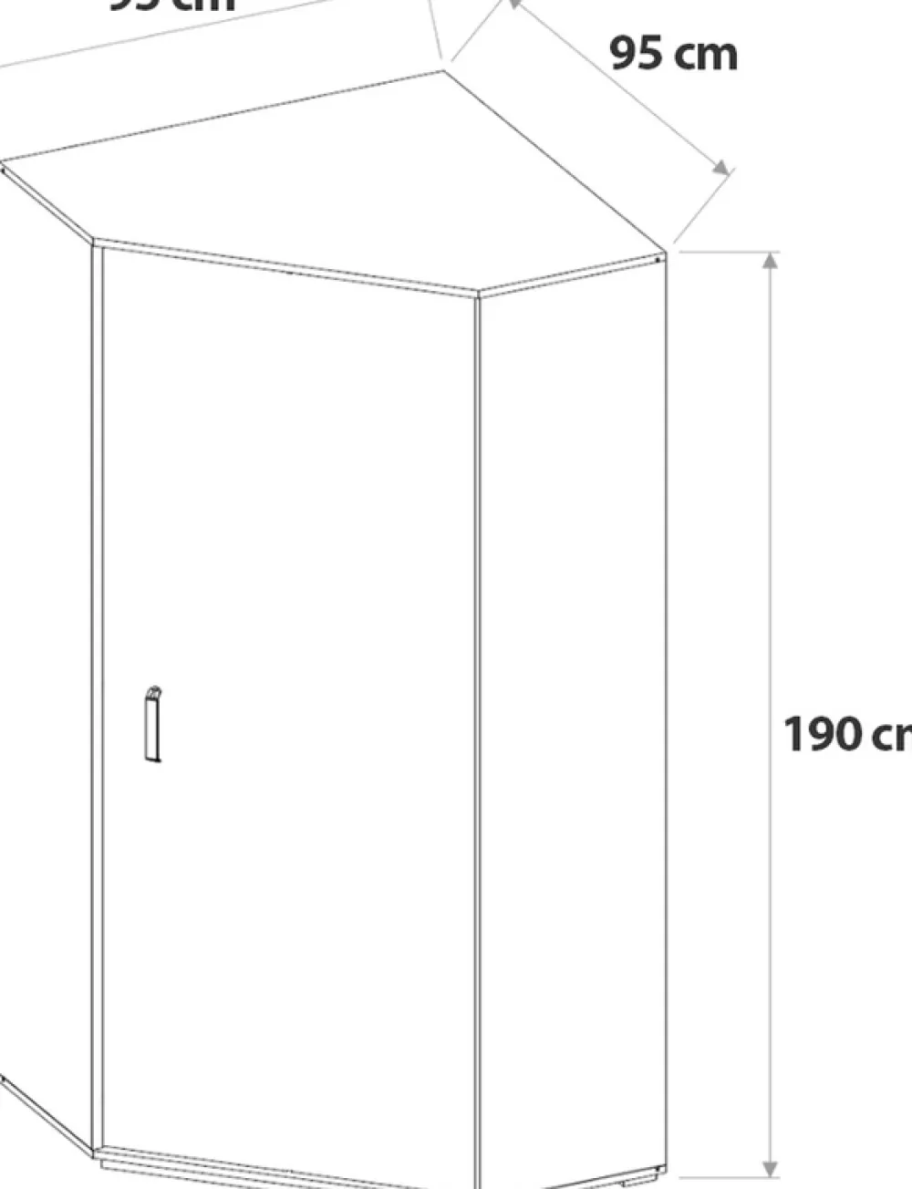 Meble Dla Dzieci|Meble Młodzieżowe>MEBLAR Szafa narożna z drążkami na wieszaki 95 cm SEVAS kaszmir