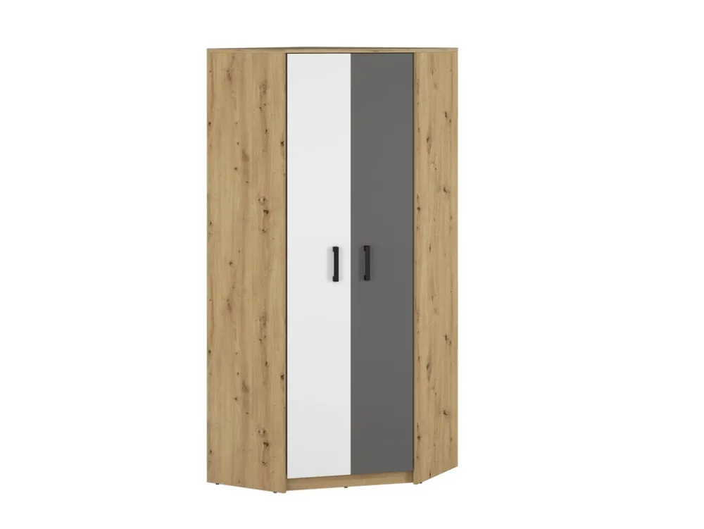 Zestawy Mebli Młodzieżowych|Szafy Dwudrzwiowe>ML Meble Szafa narożna z półkami i drążkami do pokoju młodzieżowego FINI