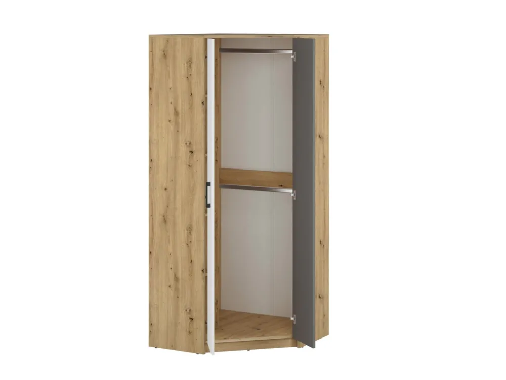 Zestawy Mebli Młodzieżowych|Szafy Dwudrzwiowe>ML Meble Szafa narożna z półkami i drążkami do pokoju młodzieżowego FINI