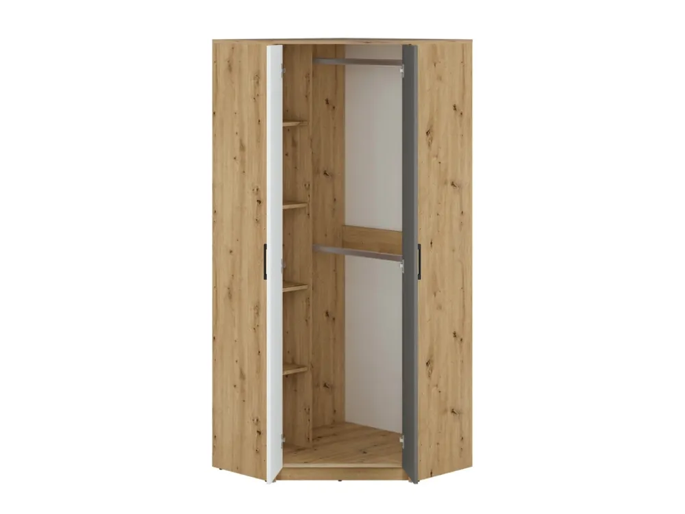 Zestawy Mebli Młodzieżowych|Szafy Dwudrzwiowe>ML Meble Szafa narożna z półkami i drążkami do pokoju młodzieżowego FINI