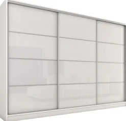 Zestawy Mebli Do Przedpokoju|Szafy Trzydrzwiowe>BROMARKT Szafa przesuwna 250 biała połysk TOP biały połysk