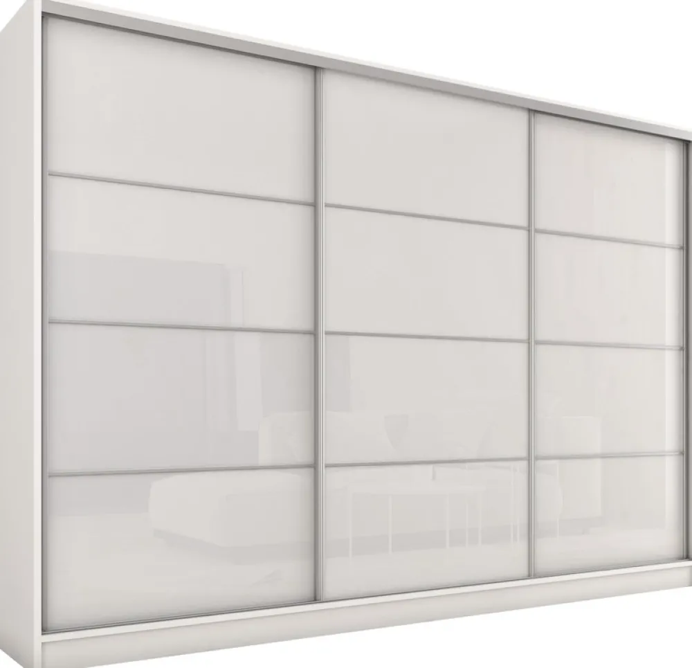 Zestawy Mebli Do Przedpokoju|Szafy Trzydrzwiowe>BROMARKT Szafa przesuwna 250 biała połysk TOP biały połysk