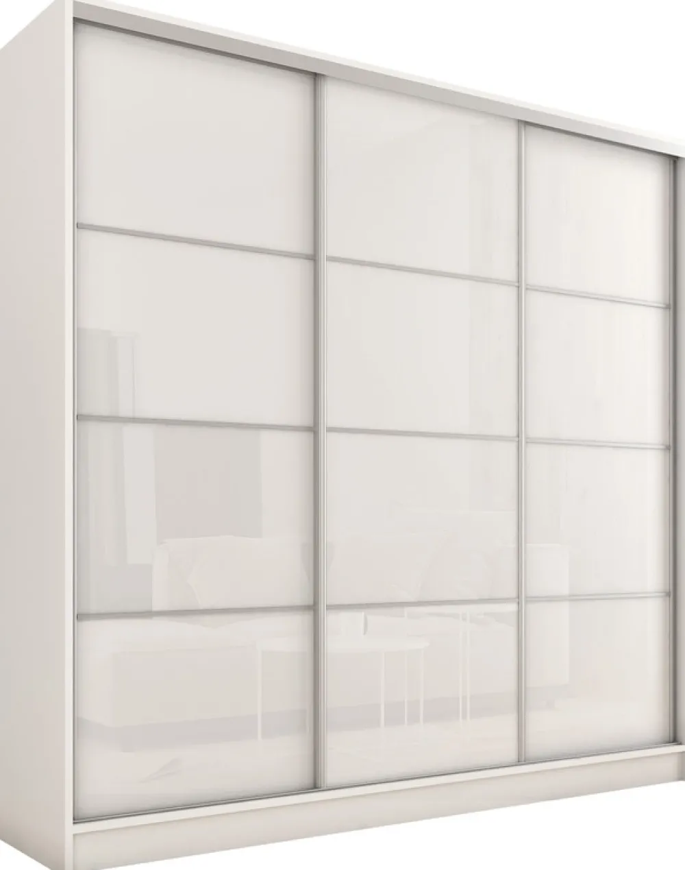 Zestawy Mebli Do Przedpokoju|Szafy Trzydrzwiowe>BROMARKT Szafa przesuwna 200 cm biała połysk TOP biały połysk