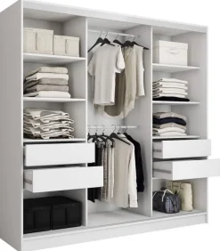 Zestawy Mebli Do Przedpokoju|Szafy Trzydrzwiowe>BROMARKT Szafa przesuwna 180 cm biała połysk TOP biały połysk