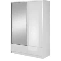 Szafy Dwudrzwiowe|Szafy Do Przedpokoju>PIASKI Szafa przesuwna 150 cm biała połysk ARIEL