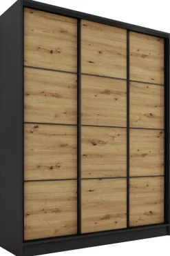 Zestawy Mebli Do Przedpokoju|Szafy Trzydrzwiowe>BROMARKT Szafa przesuwna 150 cm dąb artisan LOFT