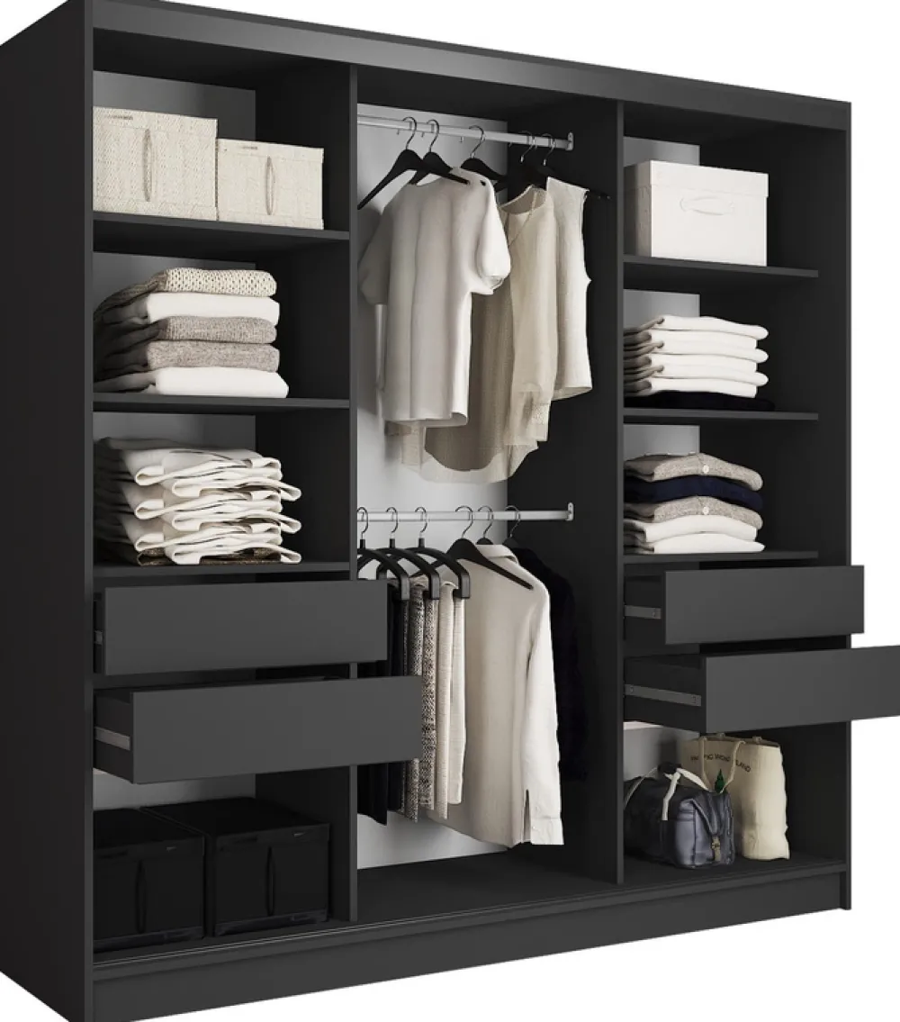 Zestawy Mebli Do Przedpokoju|Szafy Trzydrzwiowe>BROMARKT Szafa przesuwna 200 cm dąb artisan LOFT