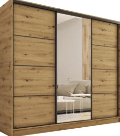 Zestawy Mebli Do Przedpokoju|Szafy Trzydrzwiowe>BROMARKT Szafa przesuwna 200 cm LOFT dąb artisan