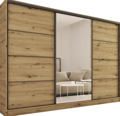 Zestawy Mebli Do Przedpokoju|Szafy Trzydrzwiowe>BROMARKT Szafa przesuwna 250 cm LOFT dąb artisan