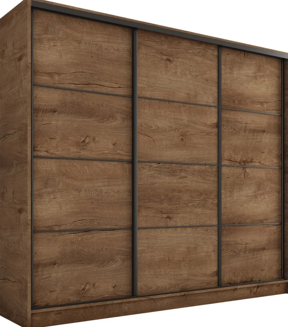 Zestawy Mebli Do Przedpokoju|Szafy Trzydrzwiowe>BROMARKT Szafa przesuwna 200 cm LOFT dąb lefkas