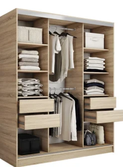 Zestawy Mebli Do Przedpokoju|Szafy Trzydrzwiowe>BROMARKT Szafa przesuwna 150 cm TOP dąb sonoma