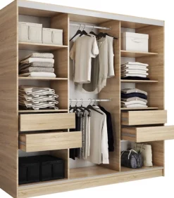 Zestawy Mebli Do Przedpokoju|Szafy Trzydrzwiowe>BROMARKT Szafa przesuwna 180 cm TOP dąb sonoma