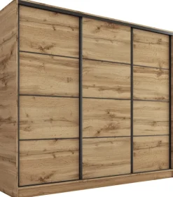 Zestawy Mebli Do Przedpokoju|Szafy Trzydrzwiowe>BROMARKT Szafa przesuwna 200 cm LOFT dąb wotan