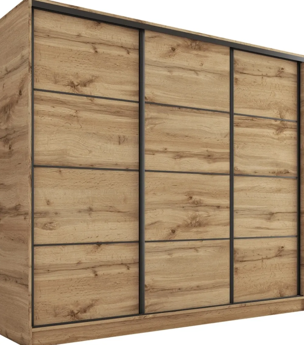 Zestawy Mebli Do Przedpokoju|Szafy Trzydrzwiowe>BROMARKT Szafa przesuwna 200 cm LOFT dąb wotan