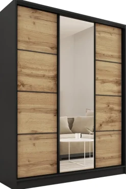 Zestawy Mebli Do Przedpokoju|Szafy Trzydrzwiowe>BROMARKT Szafa przesuwna 150 cm dąb wotan LOFT