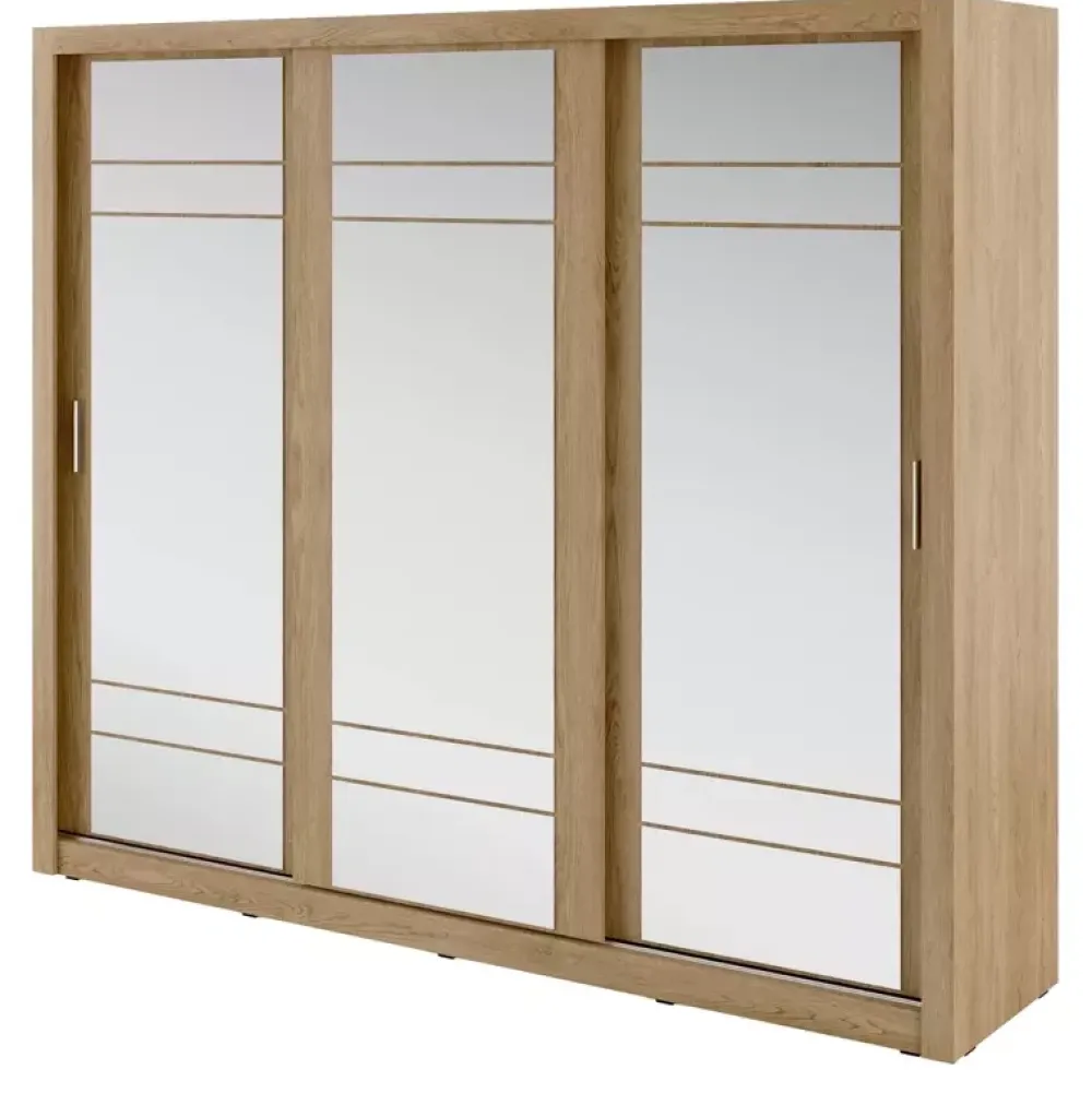 Zestawy Mebli Do Sypialni|Szafy Trzydrzwiowe>lenart. Szafa przesuwna 250 cm do sypialni lustro półki drążki ARTI dąb shetland