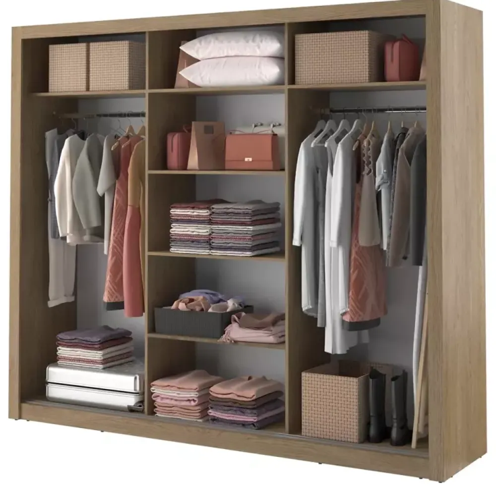 Zestawy Mebli Do Sypialni|Szafy Trzydrzwiowe>lenart. Szafa przesuwna 250 cm do sypialni lustro półki drążki ARTI dąb shetland