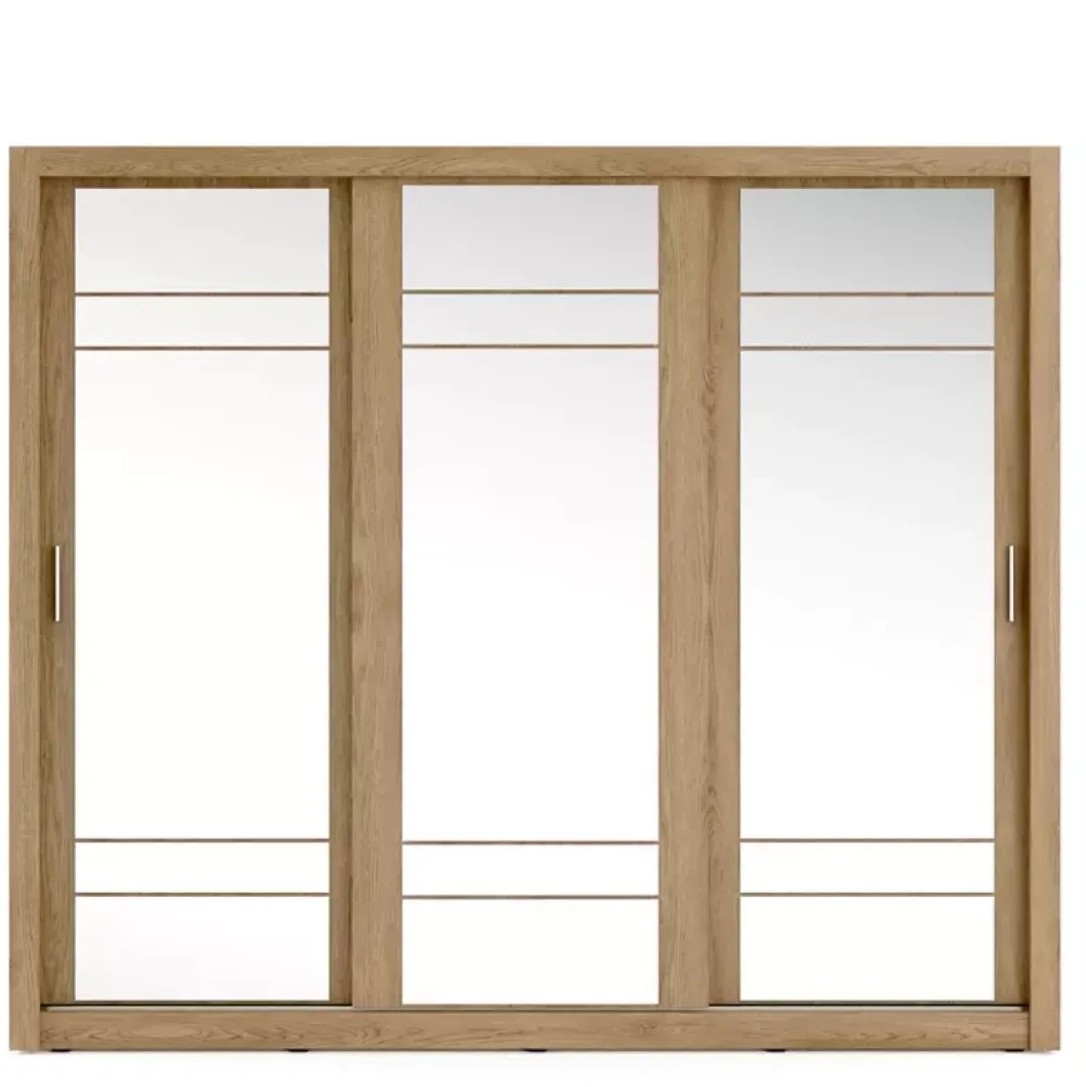 Zestawy Mebli Do Sypialni|Szafy Trzydrzwiowe>lenart. Szafa przesuwna 250 cm do sypialni lustro półki drążki ARTI dąb shetland