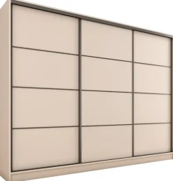 Zestawy Mebli Do Przedpokoju|Szafy Trzydrzwiowe>BROMARKT Szafa przesuwna 280 cm do sypialni LOFT MAX beżowa beż piaskowy