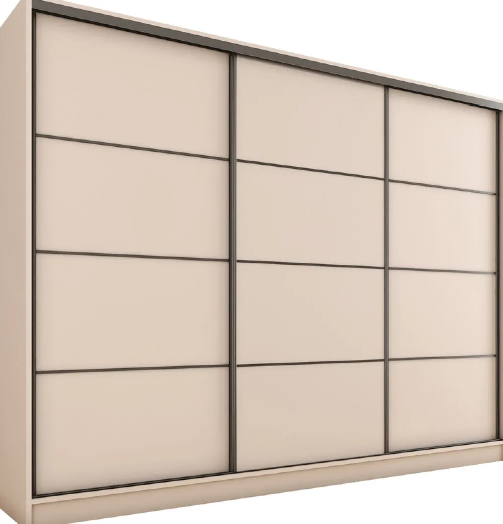 Zestawy Mebli Do Przedpokoju|Szafy Trzydrzwiowe>BROMARKT Szafa przesuwna 280 cm do sypialni LOFT MAX beżowa beż piaskowy