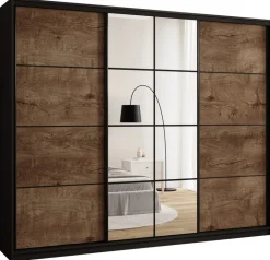 Zestawy Mebli Do Przedpokoju|Szafy Trzydrzwiowe>BROMARKT Szafa przesuwna 250 cm do sypialni z lustrem i drążkami EDGE