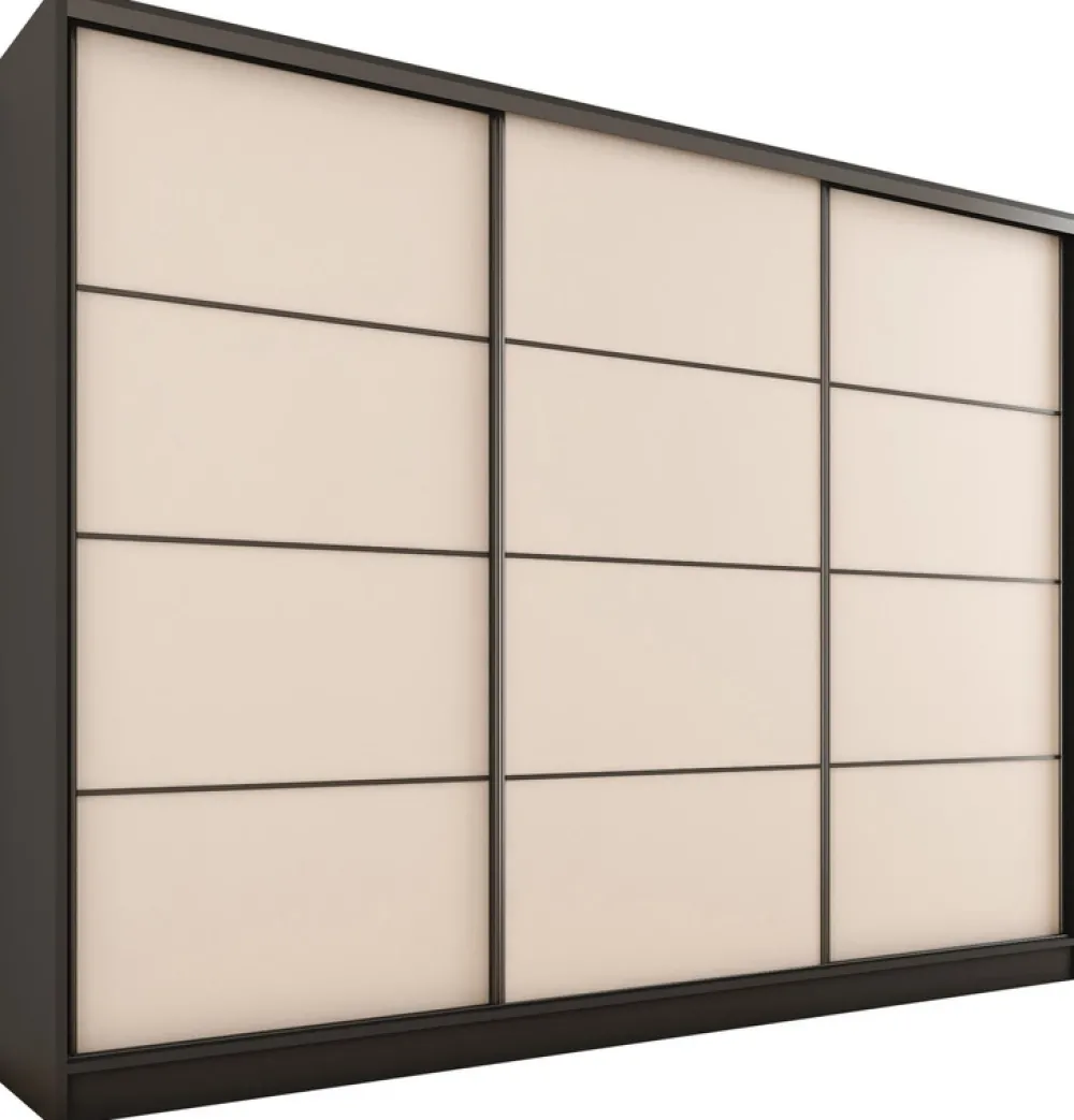 Zestawy Mebli Do Przedpokoju|Szafy Trzydrzwiowe>BROMARKT Szafa przesuwna 280 cm do sypialni LOFT MAX beżowa