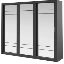 Zestawy Mebli Do Sypialni|Szafy Trzydrzwiowe>lenart. Szafa przesuwna 250 cm do sypialni z lustrem ARTI czarny