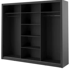 Zestawy Mebli Do Sypialni|Szafy Trzydrzwiowe>lenart. Szafa przesuwna 250 cm do sypialni z lustrem ARTI czarny