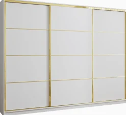 Zestawy Mebli Do Przedpokoju|Szafy Trzydrzwiowe>BROMARKT Szafa przesuwna 280 cm GOLD NEW biała do sypialni biały