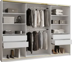 Zestawy Mebli Do Przedpokoju|Szafy Trzydrzwiowe>BROMARKT Szafa przesuwna 280 cm GOLD NEW biała do sypialni biały