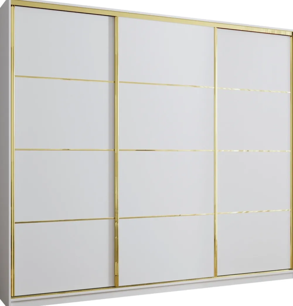 Zestawy Mebli Do Przedpokoju|Szafy Trzydrzwiowe>BROMARKT Szafa przesuwna 280 cm GOLD NEW MAX biały