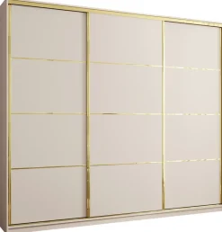 Zestawy Mebli Do Przedpokoju|Szafy Trzydrzwiowe>BROMARKT Szafa przesuwna 280 cm GOLD NEW MAX beż piaskowy