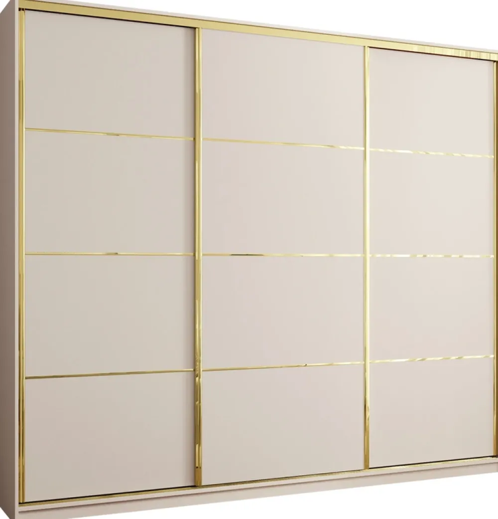Zestawy Mebli Do Przedpokoju|Szafy Trzydrzwiowe>BROMARKT Szafa przesuwna 280 cm GOLD NEW MAX beż piaskowy