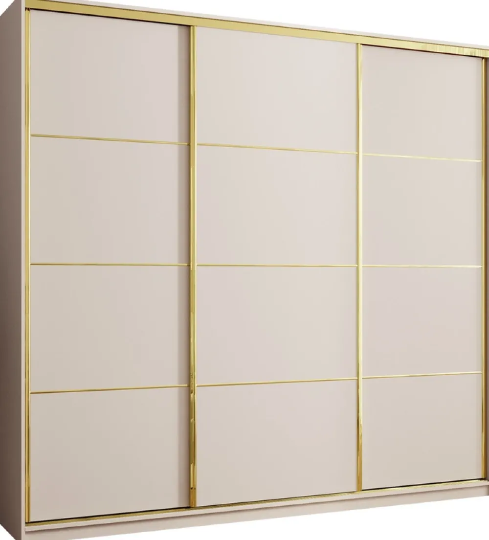 Zestawy Mebli Do Przedpokoju|Szafy Trzydrzwiowe>BROMARKT Szafa przesuwna 250 cm GOLD NEW MAX beż piaskowy
