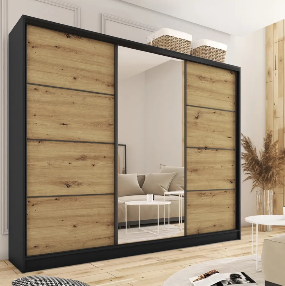 Zestawy Mebli Do Przedpokoju|Szafy Trzydrzwiowe>BROMARKT Szafa przesuwna 280 cm LOFT