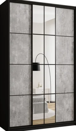 Zestawy Mebli Do Przedpokoju|Szafy Trzydrzwiowe>BROMARKT Szafa przesuwna 150 cm z lustrem i drążkami do sypialni EDGE MAX