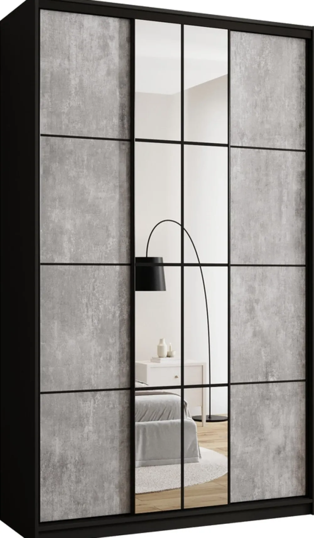 Zestawy Mebli Do Przedpokoju|Szafy Trzydrzwiowe>BROMARKT Szafa przesuwna 150 cm z lustrem i drążkami do sypialni EDGE MAX